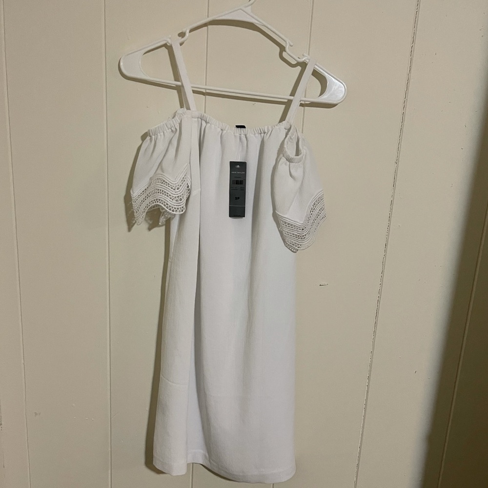 NWT Ann Taylor Off The Shoulder White Dress